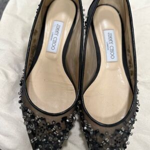 Jimmy Choo Black Embellished flats - worn once